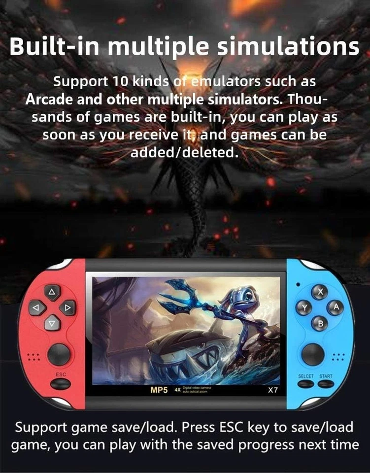 Console Portatile Retro 4,3": 3000 Giochi, 10 Emulatori, Salvataggio & Uscita AV - Immagine 4 di 4