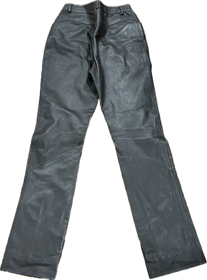 Pantalones deportivos vintage VAKKO para mujer de cuero suave marrón tiro medio pierna recta 4 Foto 2 de 4