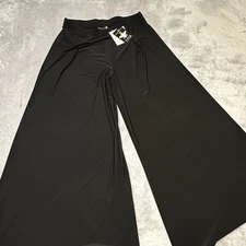 Antthony Original Pull-On Black Pants Women's Large Stretch Knit  Wide-Leg NEW