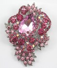 Sparkling Bridal Wedding Brooch Pin Pink Fancy Austrian Rhinestone Crystal