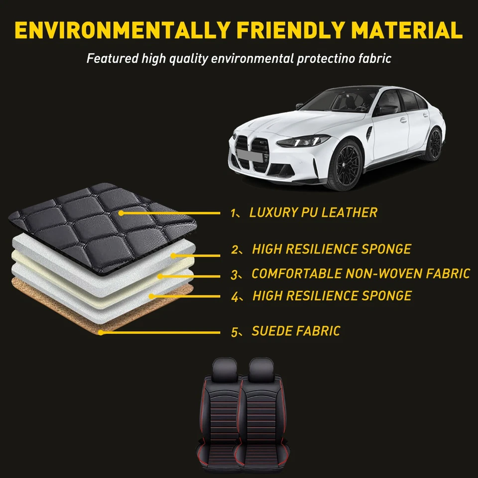 2025 Leather Car Seat Covers Breathable Front/Full Set Cushions Fit Toyota RAV 4 - image 4 of 4