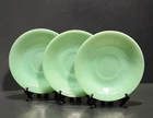 Lot of 3 Vintage Fire King Jadeite Green Glass Saucers Ribbed Edge