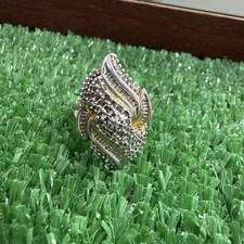 Vintage sterling silver 925 Chiseled Swirl Cocktail Ring size 7