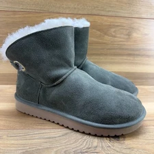 Koolaburra By UGG Remley Ankle Boots Womens 7 Green Suede Faux Fur Lined
