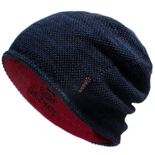 Lvaiz Mens Winter Beanie Hat Warm Fleece Lined Skull Cap for Men Reversible W...