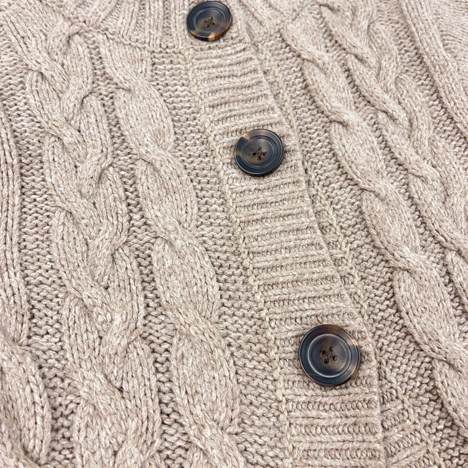 Vintage Y2K Hollister Cardigan Sweater Women Medium Brown Cable Knit Pockets - Image 4 of 4