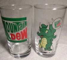Vintage* Mountain Dew Japan Manjiro Glass Set of 2*  Excellent Condition 