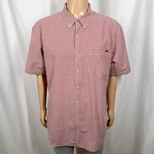 Eddie Bauer Men XL Tall Red Micro Check Classic Fit Short Sleeve Button-Up Shirt