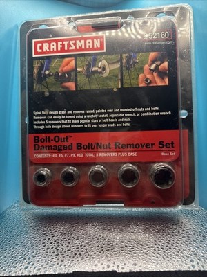 Craftsman 52160 Bolt-Out Damaged Bolt / Nut Remover Set w/case