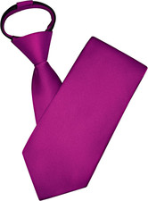 3.15" 8cm Mens Solid Satin Tie Pre-tied Adjustable Zipper Necktie for Business