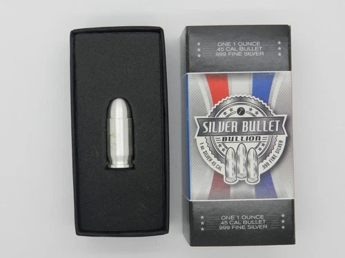 1 oz .999 Fine Silver Bullet .45 Caliber Pure Silver Bullion