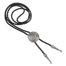 Western Black Bolo Tie for Men and Women,Native American Leather Bolo Tie String