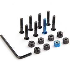 2Set Skateboard Hardware Kit 25mm Mounting Screws Nuts Set Spanner, Black  Blue