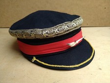 alte Mütze Luzena Elbsegler Kapitän Fischermütze rotes Band mit Möwe Deko 