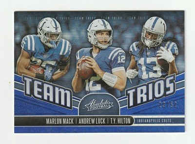 2019 Panini Absolute Team Trios Blue #TT-IC Anrew Luck / T.Y. Hilton card #/50