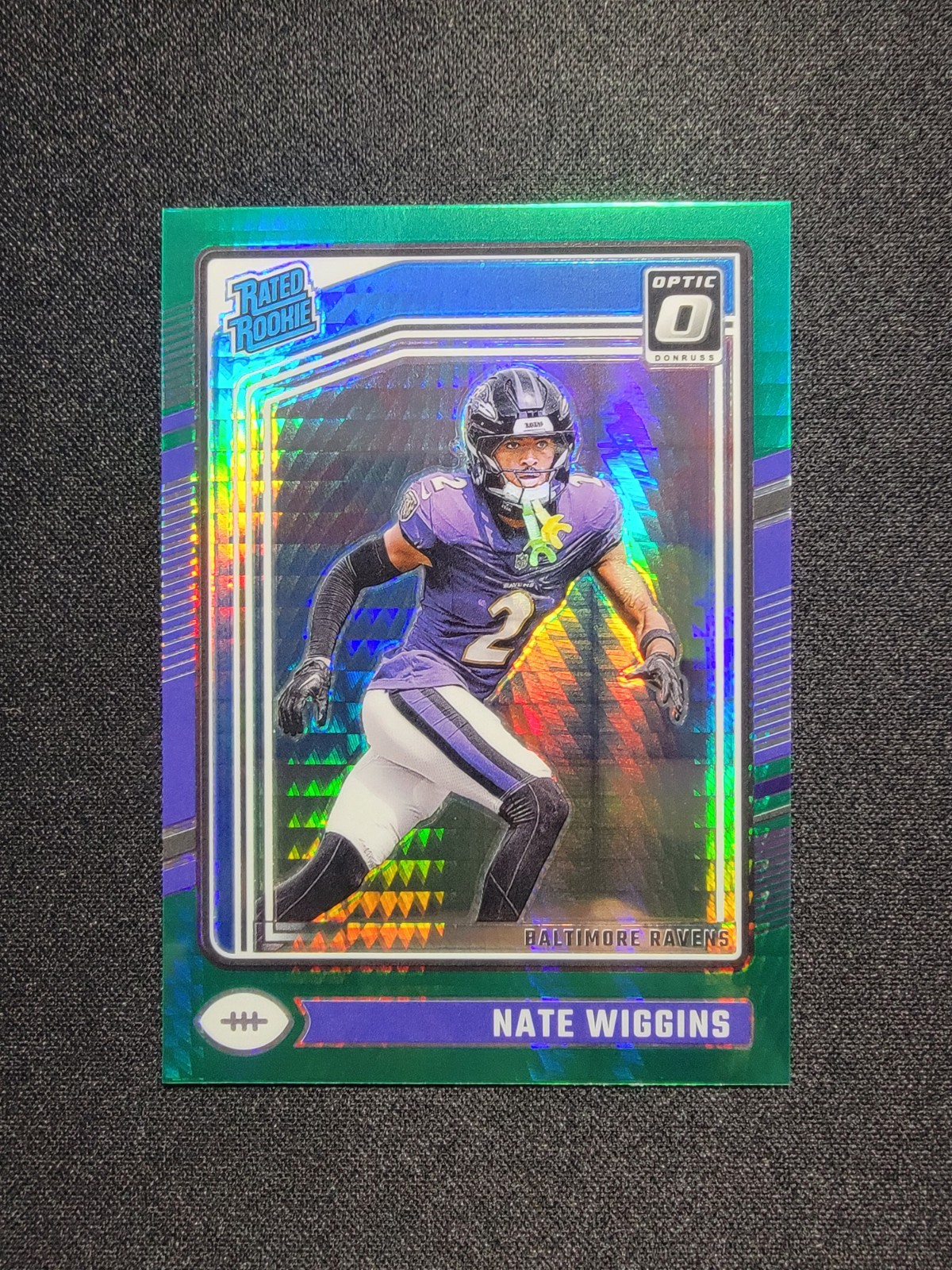 🔥Nate Wiggins 2024 Panini Optic RATED ROOKIE GREEN HYPER PRIZM RC #281🔥