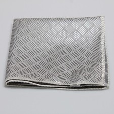 NWOT Silk / Wool Blend Pocket Square In Silver Printed Made in Italy