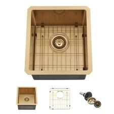 Gold Bar Sink, 13 x 15 Inch Undermount Kitchen Sink Small Wet Bar Prep 16 Gau...