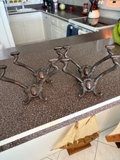 4 Old Antique Victorian Bronzed coated Cast Iron Hat Coat Hooks, Hall Tree  7 "