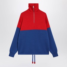 LOEWE 1990 Red Blue Cotton Sweater New Authentic