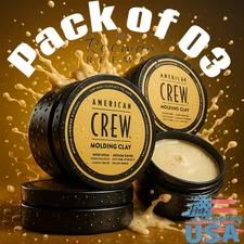 American Crew Molding Clay Strong Hold Medium Shine Hair for Men 3oz Pack of 03