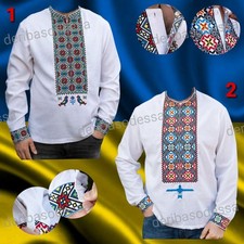 Sz: L traditional Ukrainian embroidered clothing, men's shirt Vyshyvanka