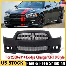 SRT8 Style Front Bumper Cover Upper Lower Grille Kit For 2008-2014 Dodge Charger