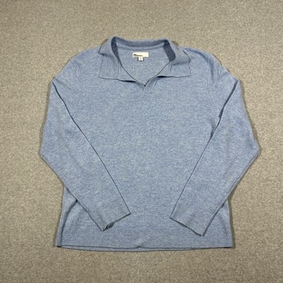 NWOT The Commons Sz XL Baby Blue Johnny Collar Cashmere Pulllover Sweater