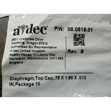 ADEC 38.0519.01 Diaphragm, Top Cap 75 X 1.65 x .013 IN, Package 10