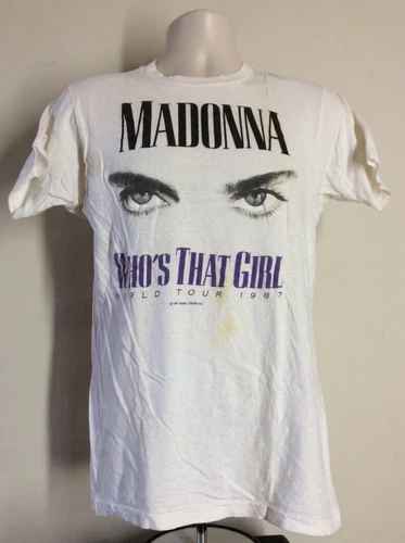 Vtg 1987 Madonna Who's That Girl Concert T-Shirt M/L 80s Scr 1980s vintage concert t-shirt, vintage, single stitch, B+ condition