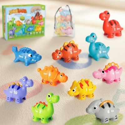10 Colorful Dinosaurs & Number Match Game - Fine Motor Skills for Toddlers