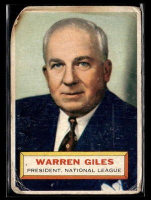 1956 Topps Warren Giles #2 White Back Low Grade Filler VC847