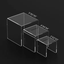 2 SETS - Clear Acrylic Riser 3 4 5" Stand Jewelry Collectible Showcase Display