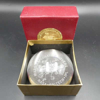 NASA Mars Exploration Rovers 2004 Glass Paperweight Caltech JPL Space Planet Box