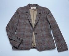 Vtg Pendleton Wool Blazer Womens Small Brown Houndstooth Jacket Made USA READ
