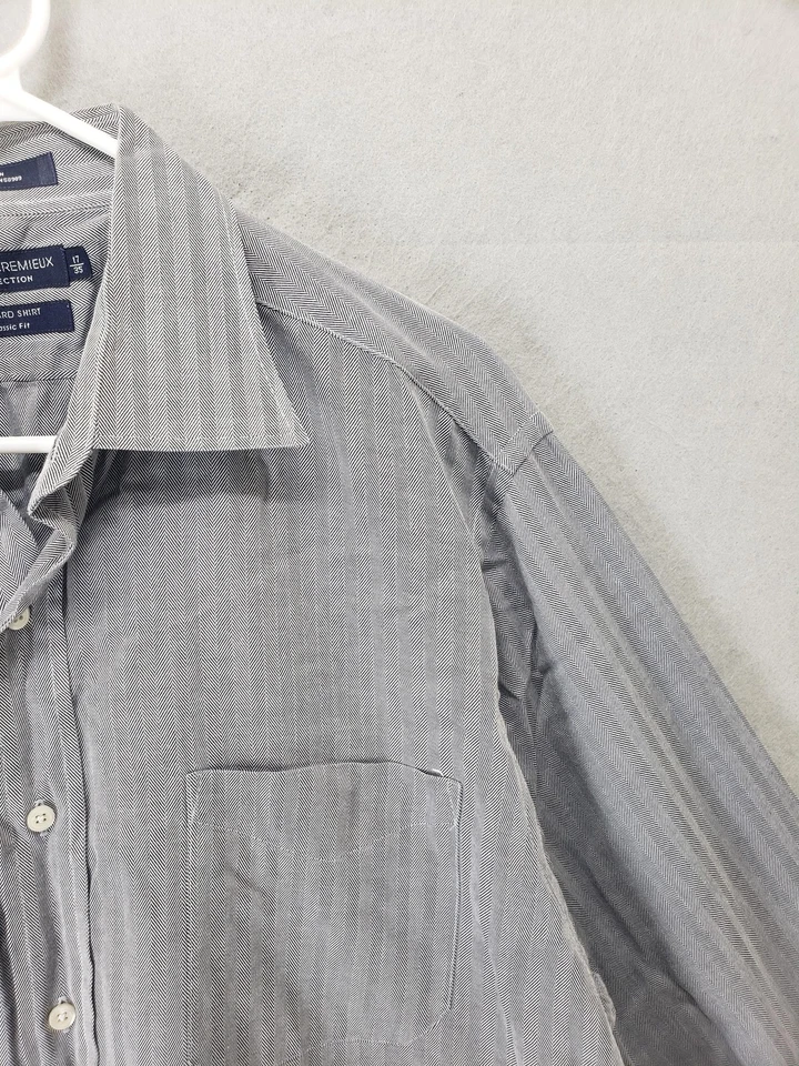 Daniel Cremieux Shirt Mens 17 35 Herringbone Stripe Richard Classic Fit Dress - Image 3 of 4