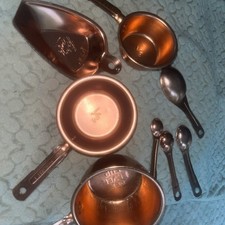 Vintage Color Craft Measuring Cups & Spoons Copper/Pink Tone Aluminum Set of 8