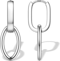 Ohrringe Silber 925 HäNgend Creolen Geometrische AnhäNger 14K Vergoldet Damen
