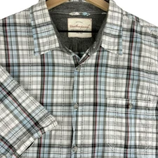 Weatherproof Vintage Shirt Mens XXL Blue Gray Plaid Cotton Lightweight Western