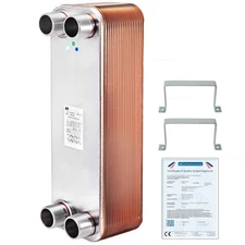 Heat Exchanger 3"x7.5" 40 Plates Brazed Plate Heat Exchanger 316L 3/4" MPT He...