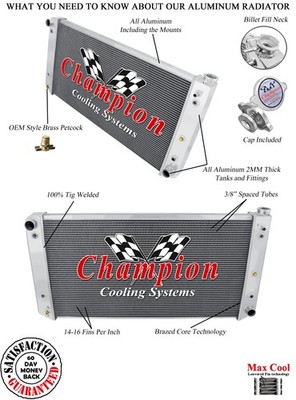 KR 3 Row Radiator,Eng Oil Cooler for 1992 1993 Chevrolet C3500 Diesel Eng