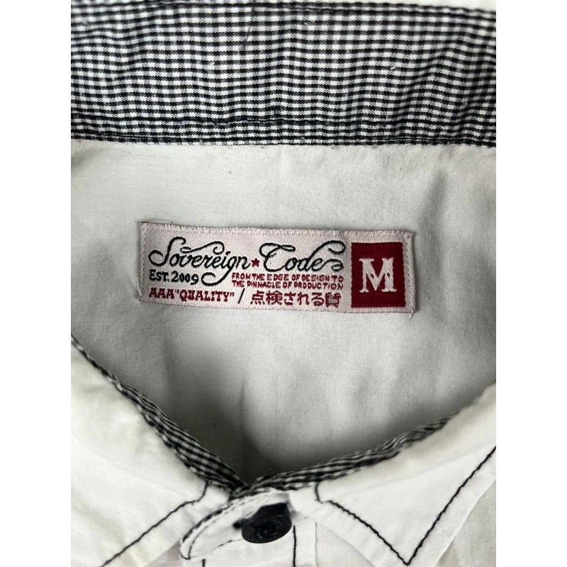 Men’s Sovereign Code short sleeve button shirt size M white contrast stitching - Image 2 of 4