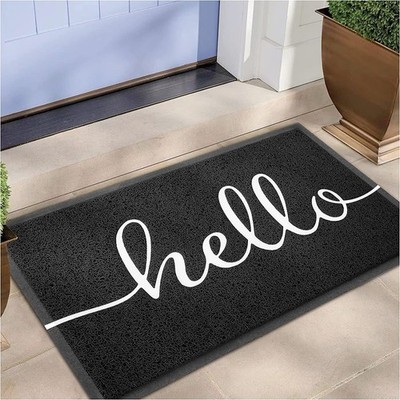 30x17.5 Inch Black Hello Door Mat, Ultra Absorb Mud, Non Slip, Easy Clean