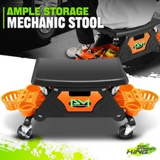 25-1/2"X 13"X 12 300lb Mechanics Rolling Stool Workshop Orange Roller Tool Seat