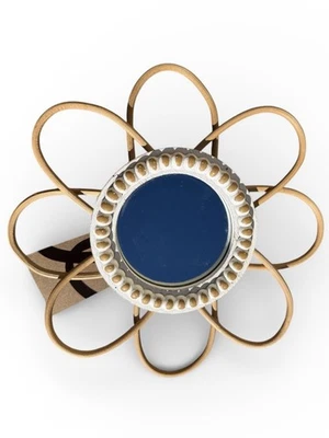 Boho-Style Flower-Shaped Raw Wood Rattan Framed Table Mirror - image 1 of 4