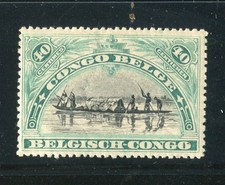 BELGIAN CONGO; 1910 early Pictorial issue fine Mint hinged 40c. value 
