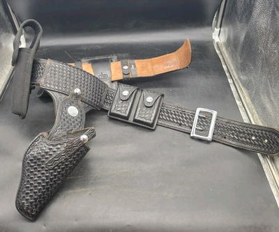 #ad Clark Leather Law Enforcement Utility Duty Belt w Pouches 34quot; Long Beach $74.99