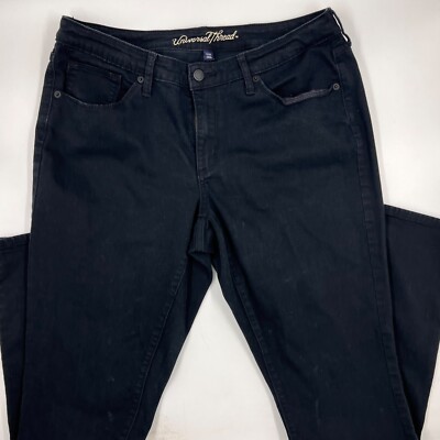 Universal Thread Womens Curvy Skinny Jeans Size 14 Black Denim Slim Fit Dark