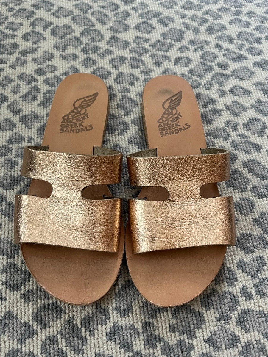 Ancient Greek Sandals Metallic Bronze Apteros Slides Size 36 | eBay