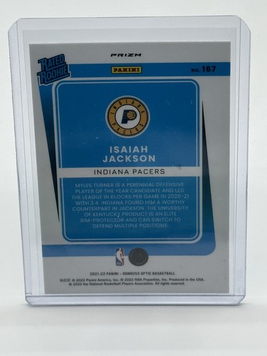 2021-22 Donruss Optic Isaiah Jackson Rated Rookie Blue Velocity RC #167 Pacers - Bild 2 von 2